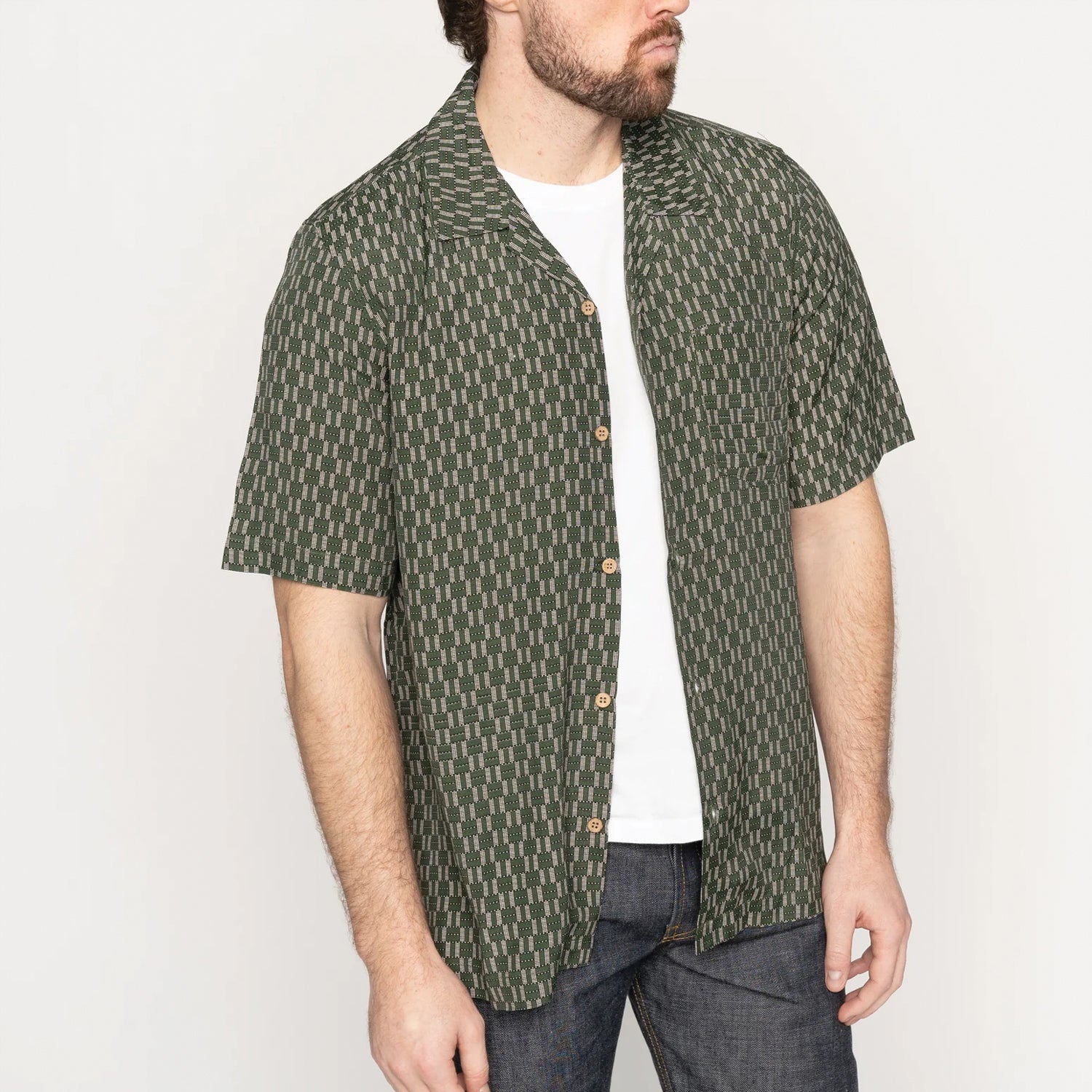 Aloha Shirt - Weave Print - Green