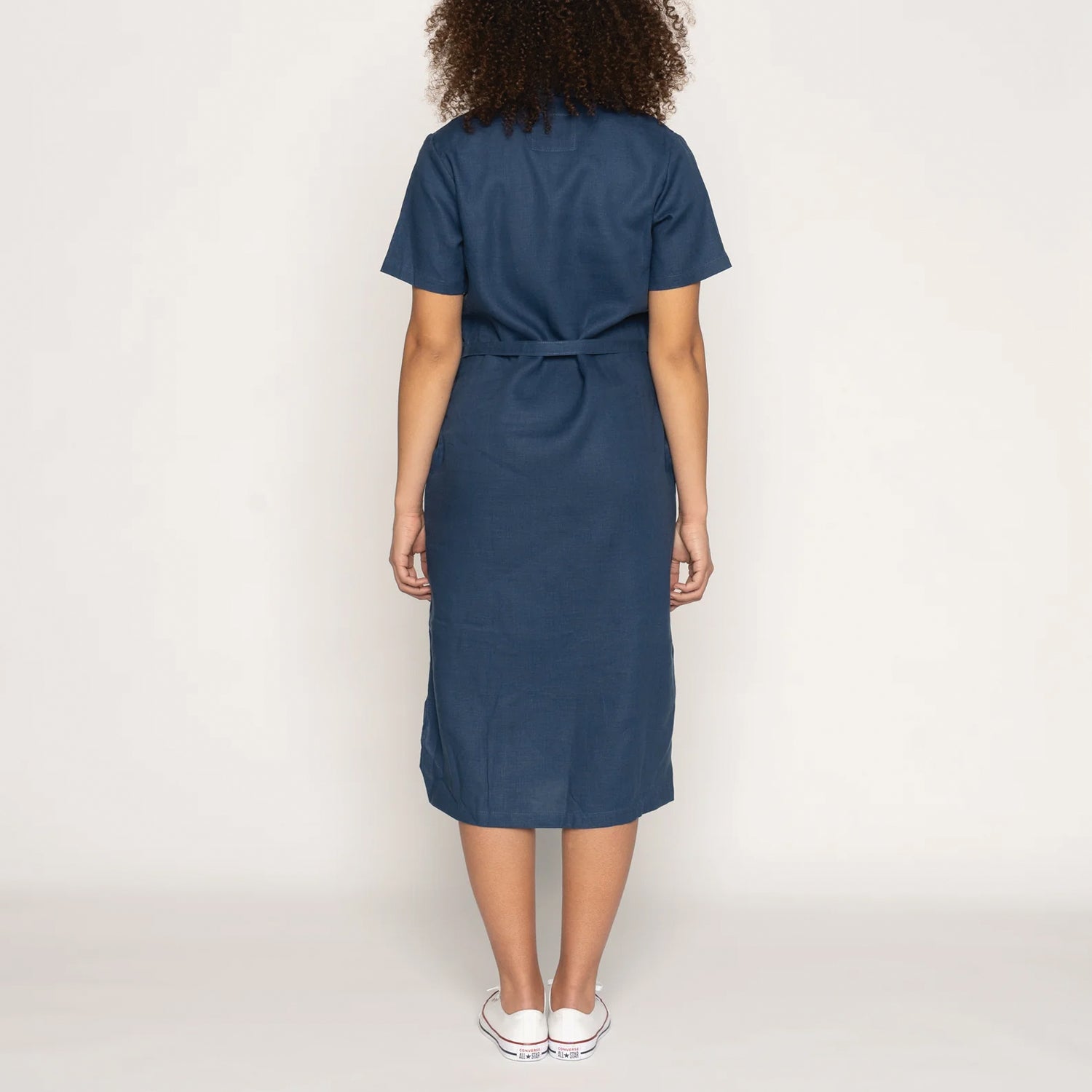 Wrap Dress - French Linen Fine Canvas - Blue