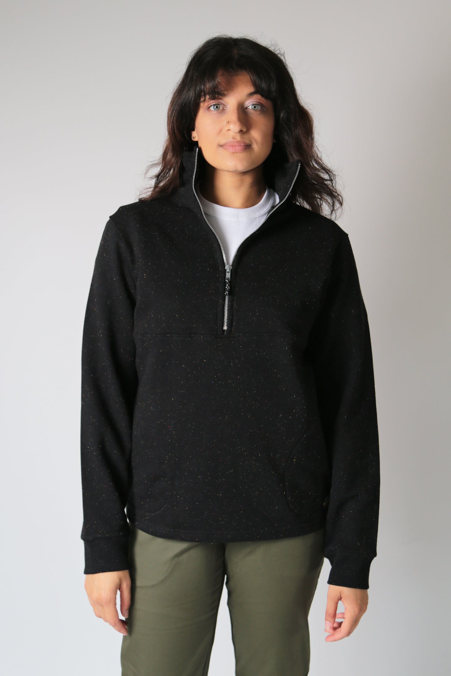 Fleece Field Zip  - Black Rainbow Speckle