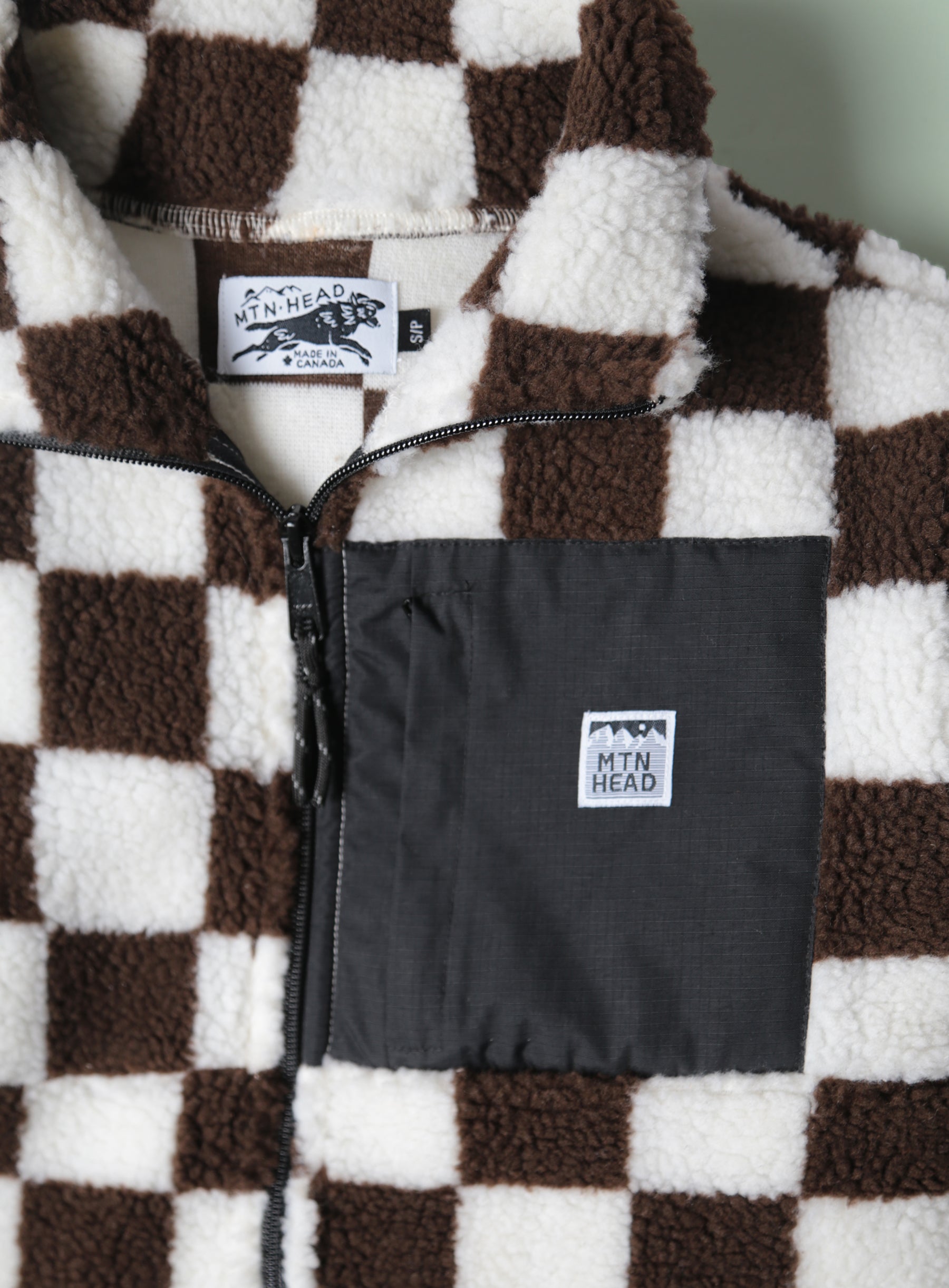 Alpine Full Zip  - Brown Checker Sherpa