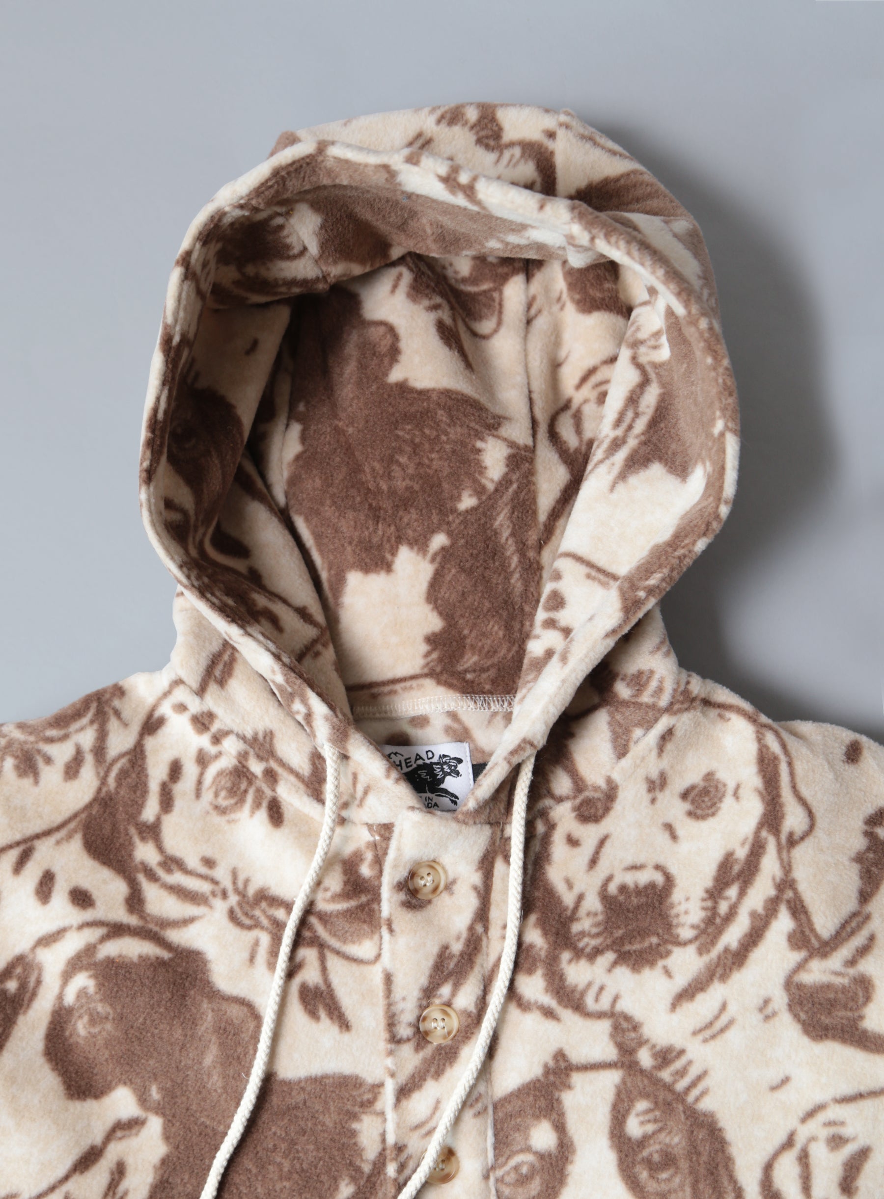 Camping Hoodie -  Polar Fleece - Khaki Dog Camo