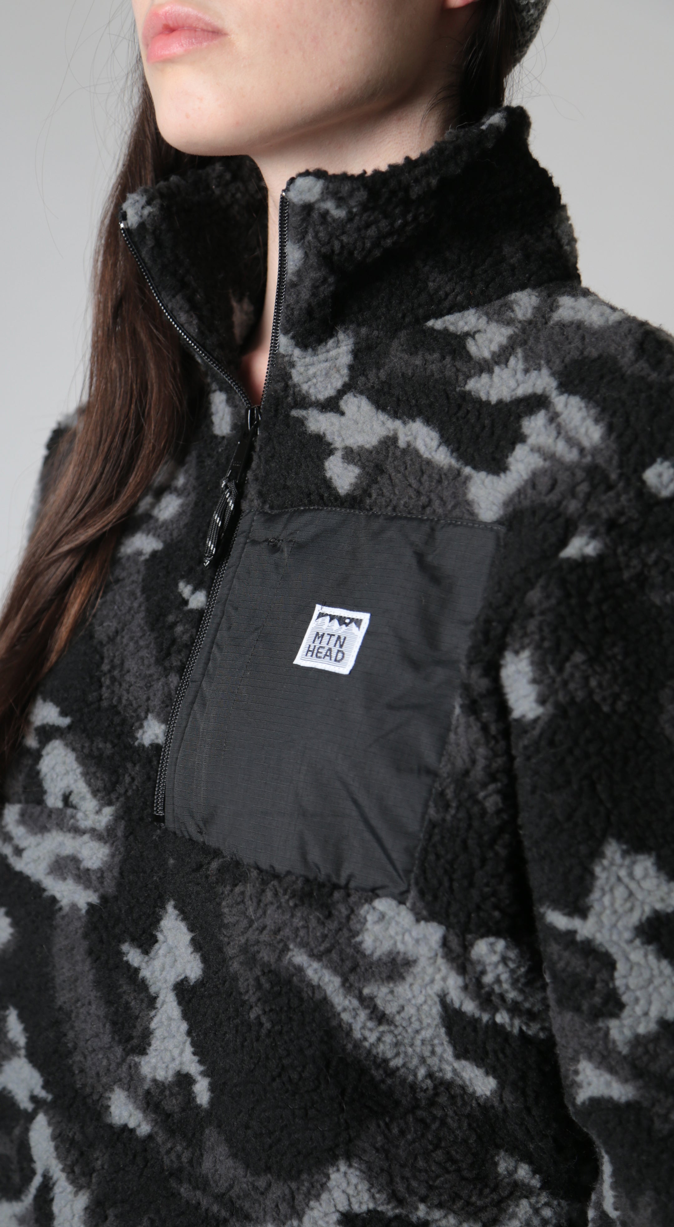 Alpine 1/4 Zip  - Black Camo Sherpa