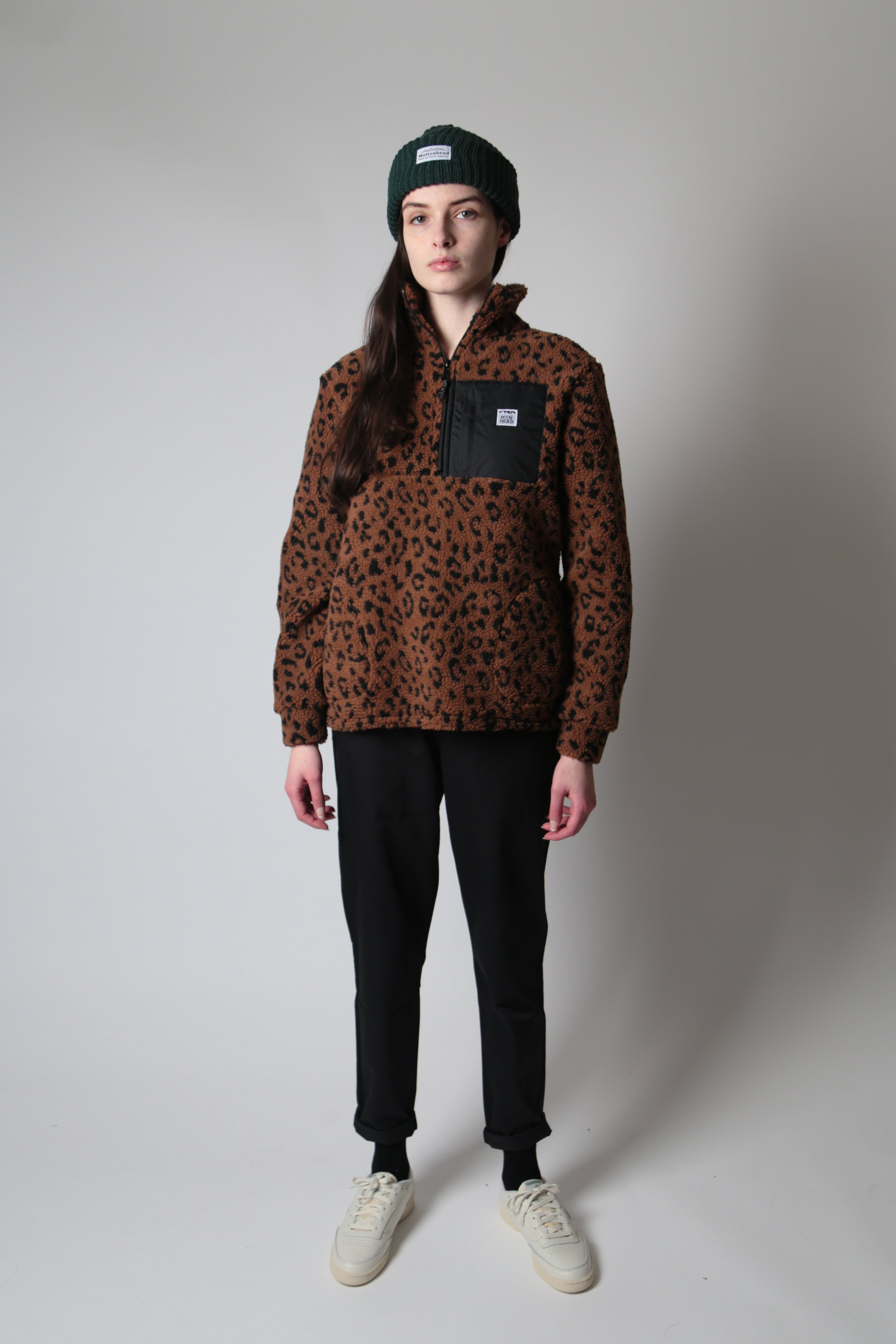 Alpine 1/4 Zip  - Leopard Sherpa