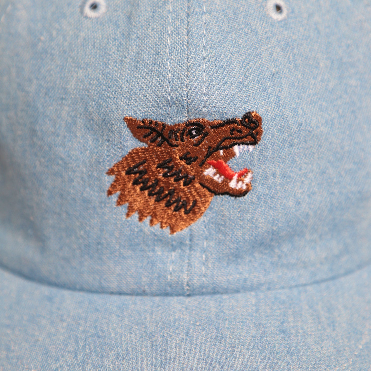 6 Panel - Light Denim - Wolf Embroidery