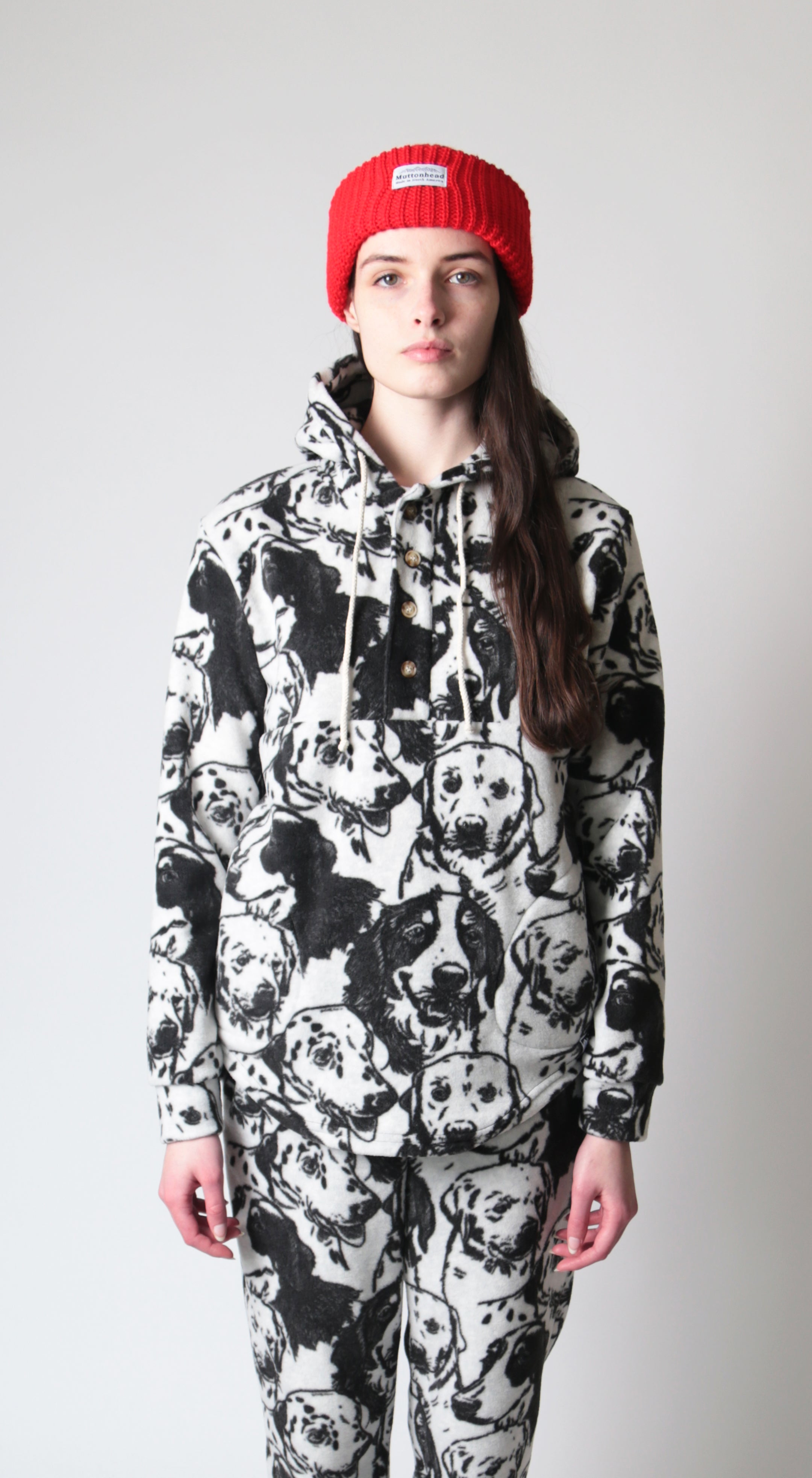 Camping Hoodie -  Polar Fleece - Black Dog Camo