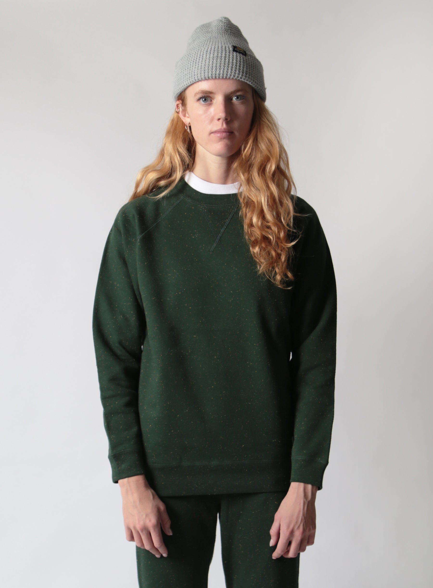 Classic Crew - Forest Green Rainbow Speckle