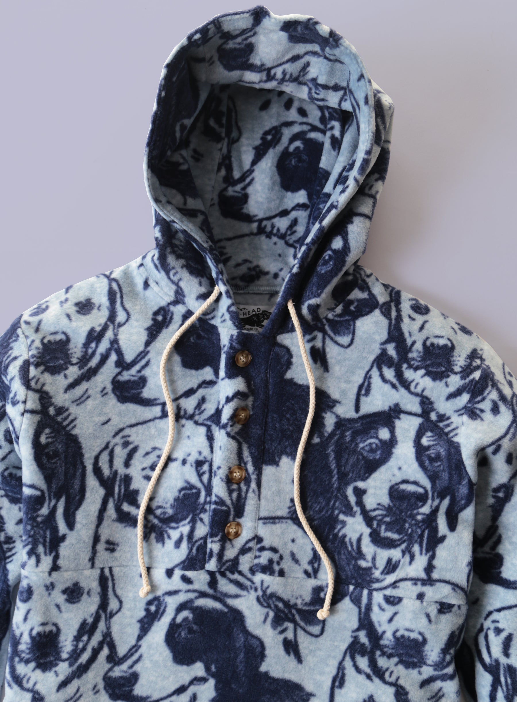 Camping Hoodie -  Polar Fleece - Navy Dog Camo