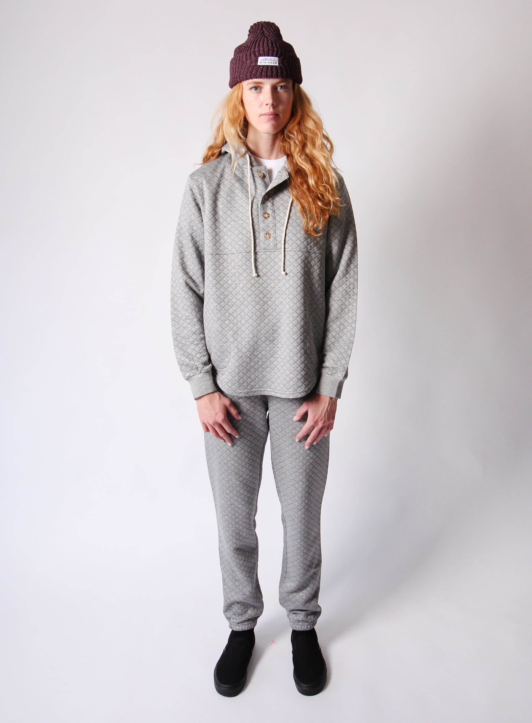 Camping Hoodie - Heather Grey Quilt