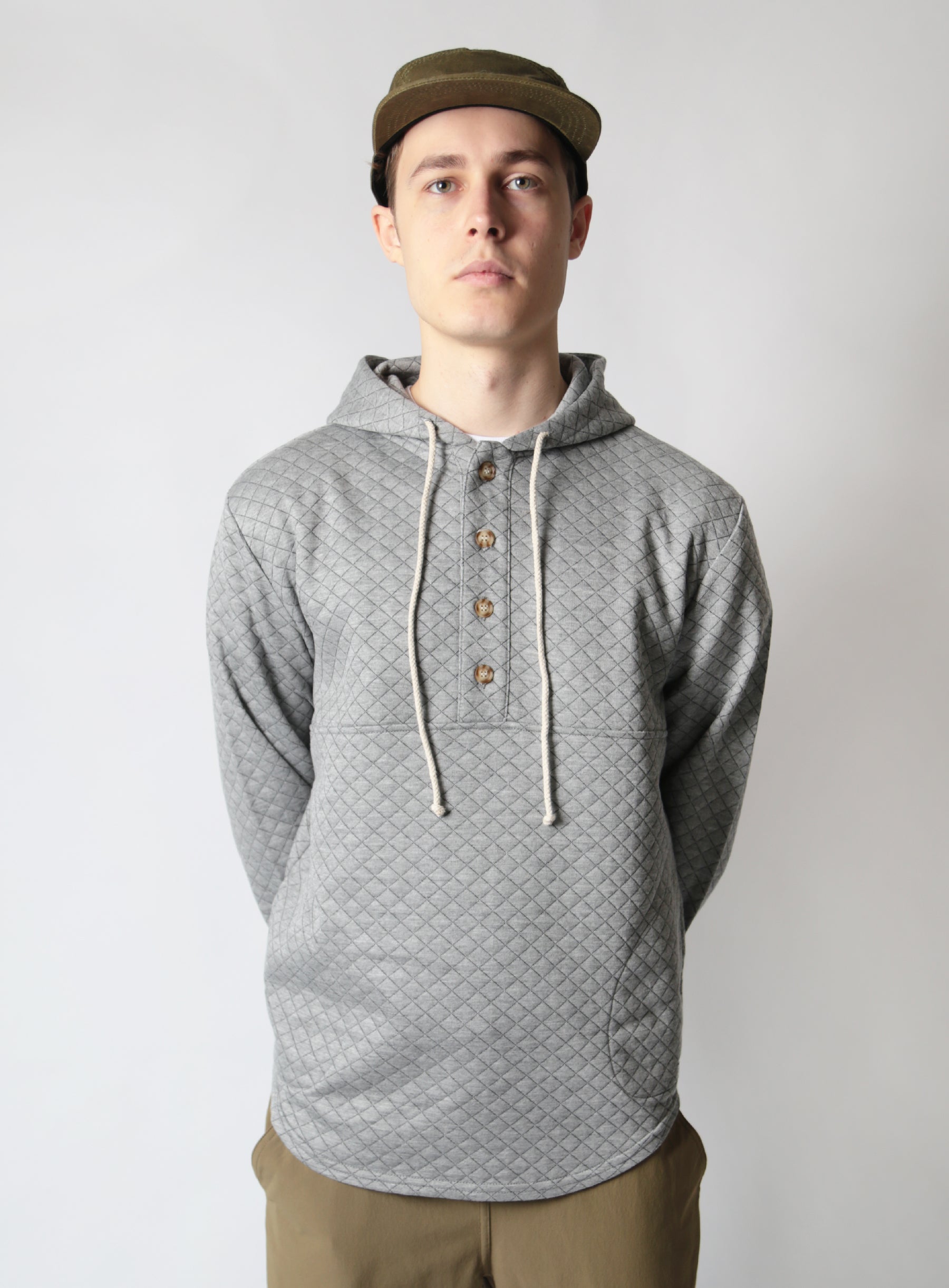 Camping Hoodie - Heather Grey Quilt