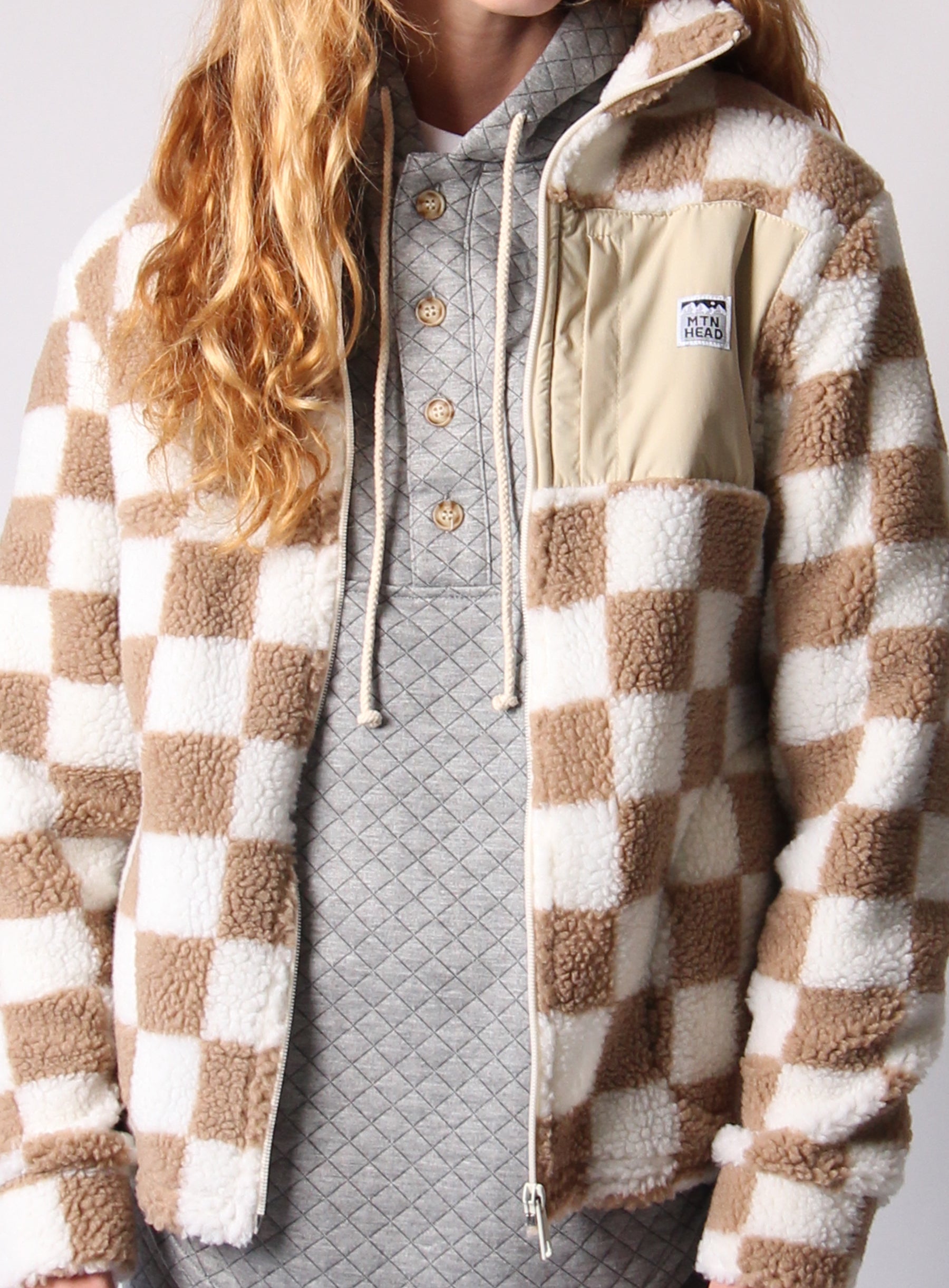 Alpine Full Zip  - Camel Checker Sherpa