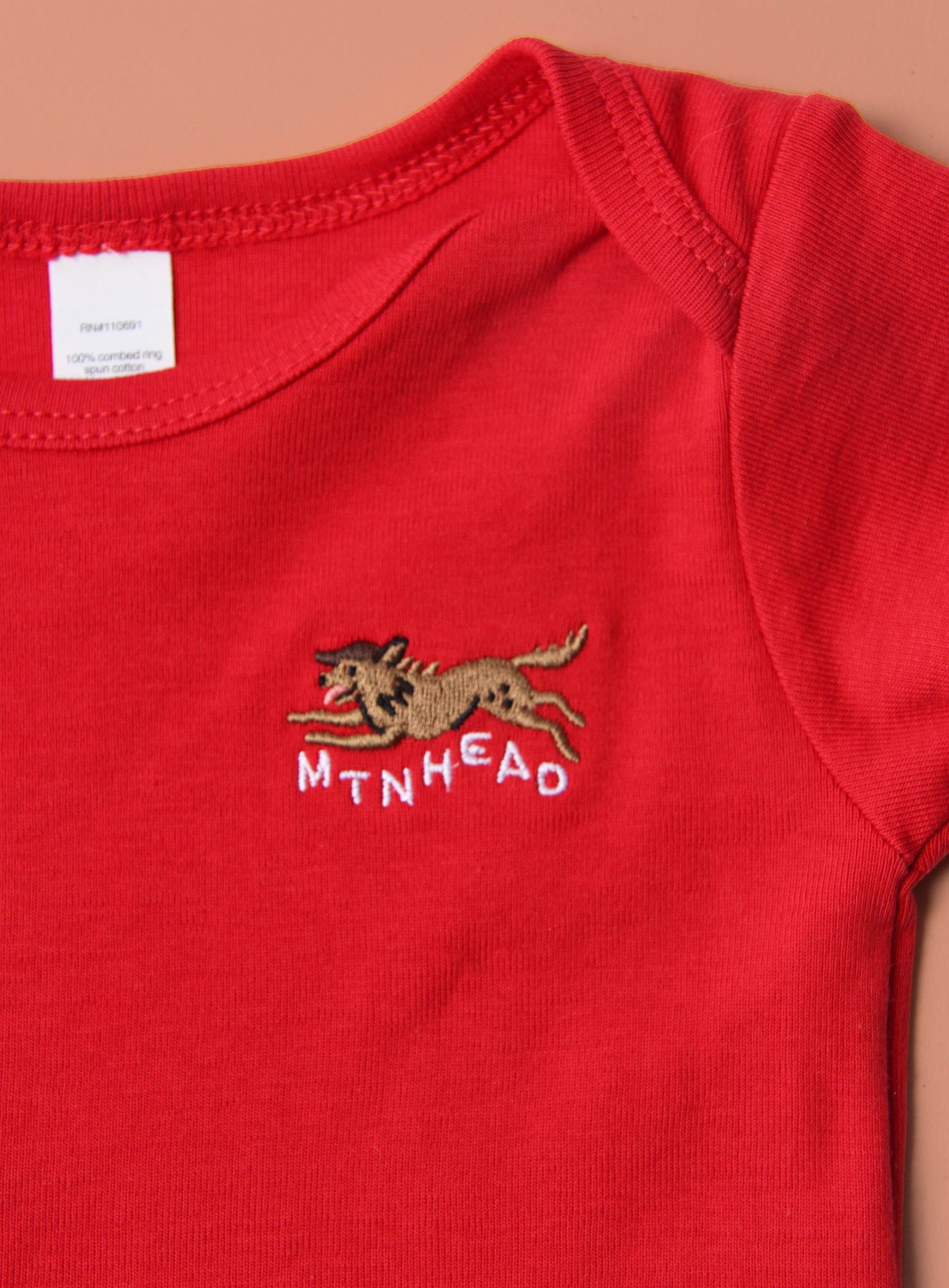 Baby Onesie - Red - Mtn. Wolf Embroidery