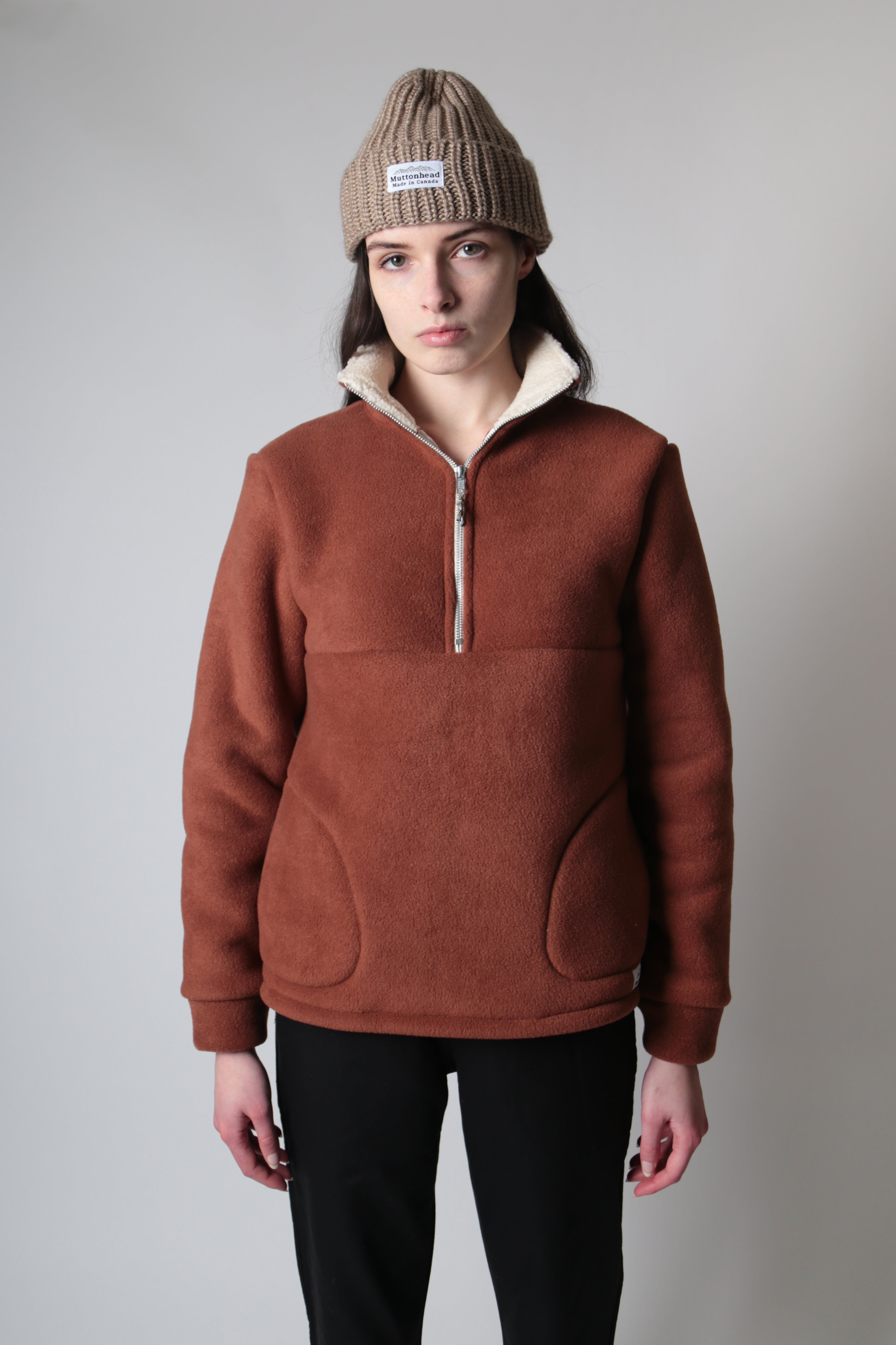 Alpine 1/4 Zip - Heavyweight Bonded Sherpa - Clay