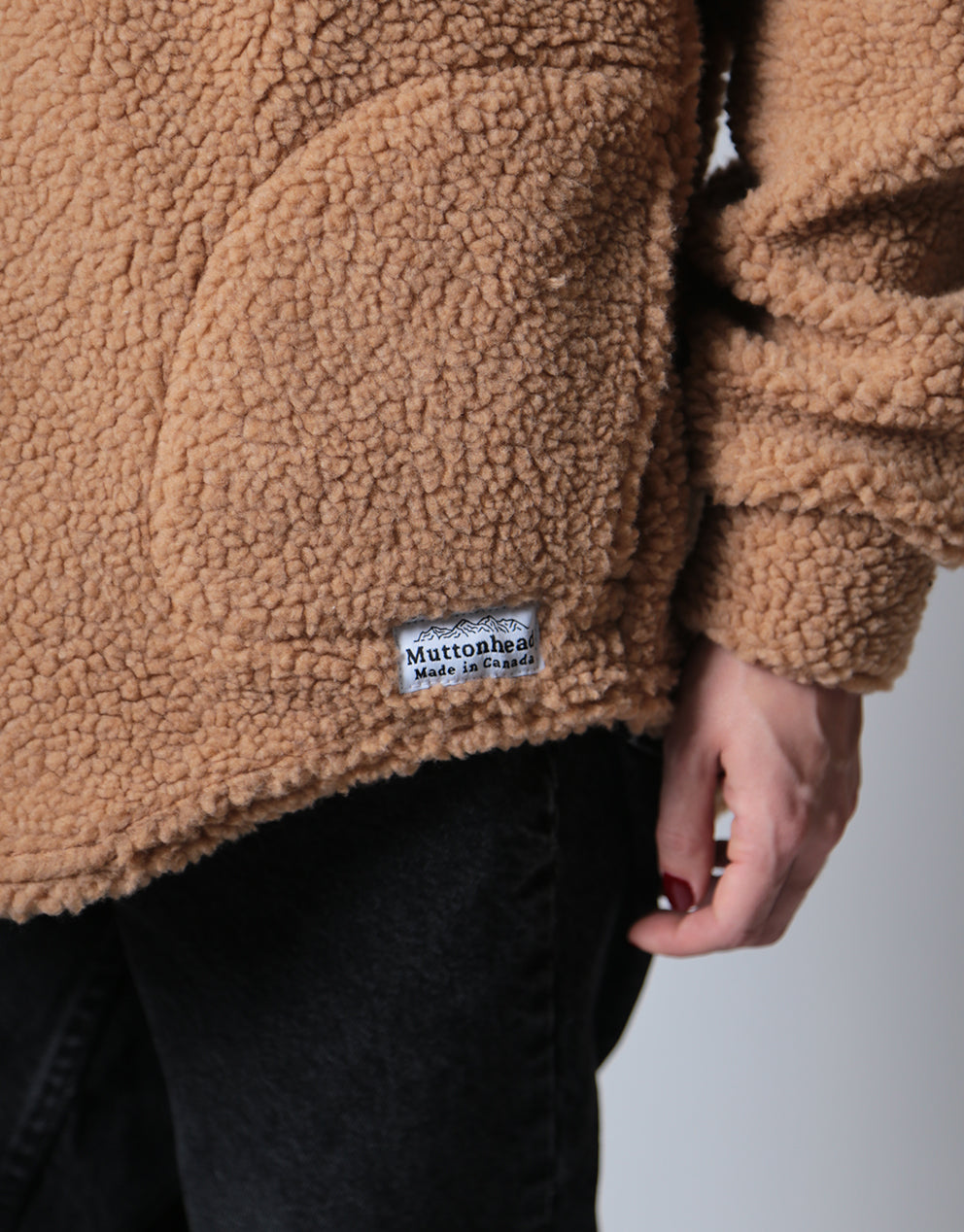 Camping Hoodie -  Dark Camel Sherpa