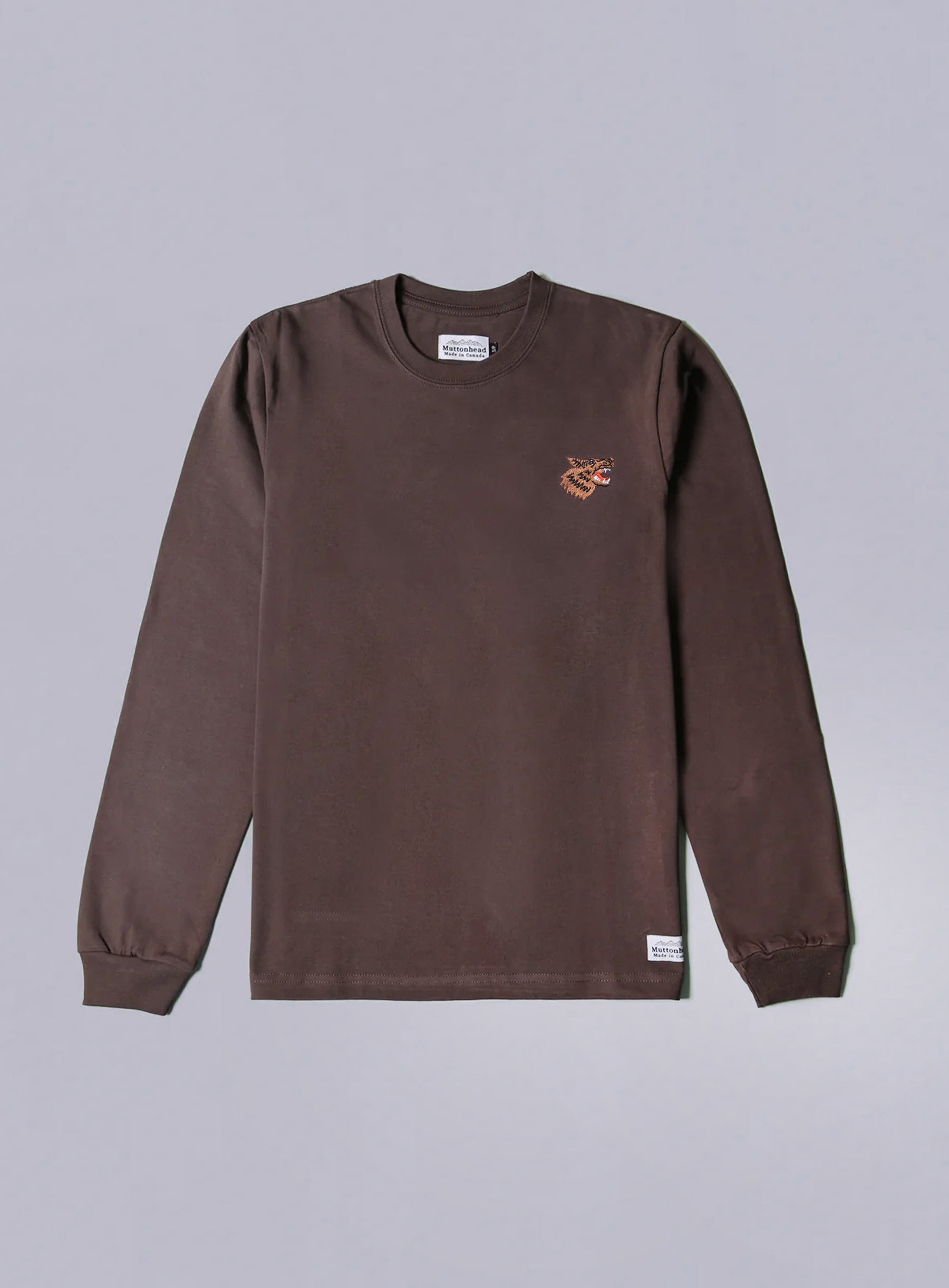 Heavy Weight Long Sleeve - Brown - Wolf Embroidery