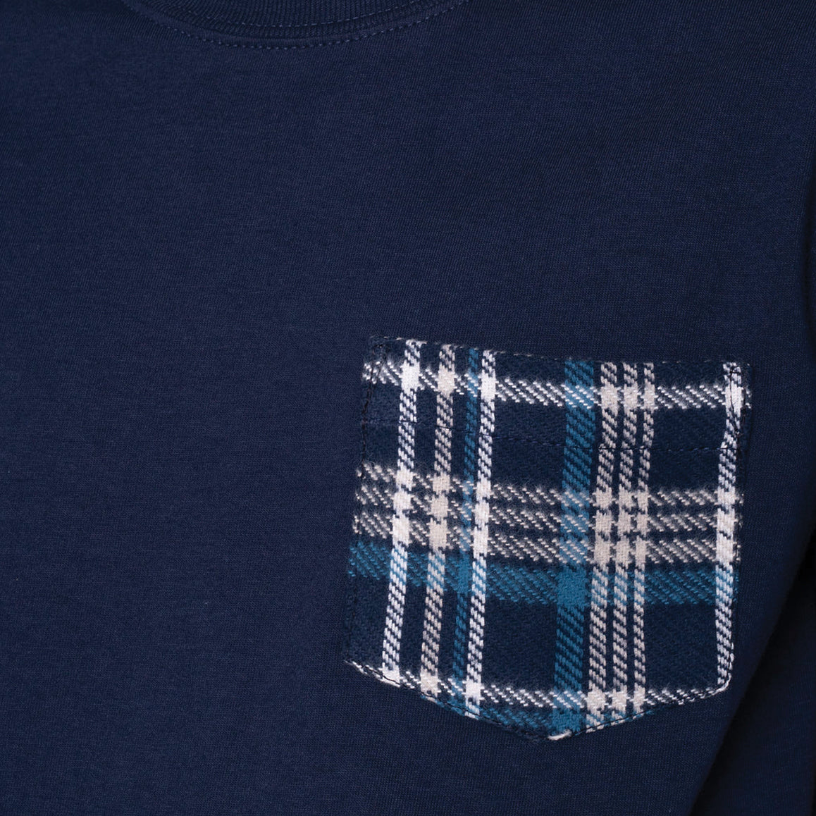 Pocket Tee - Navy + Triple Yarn Twill Check Brush