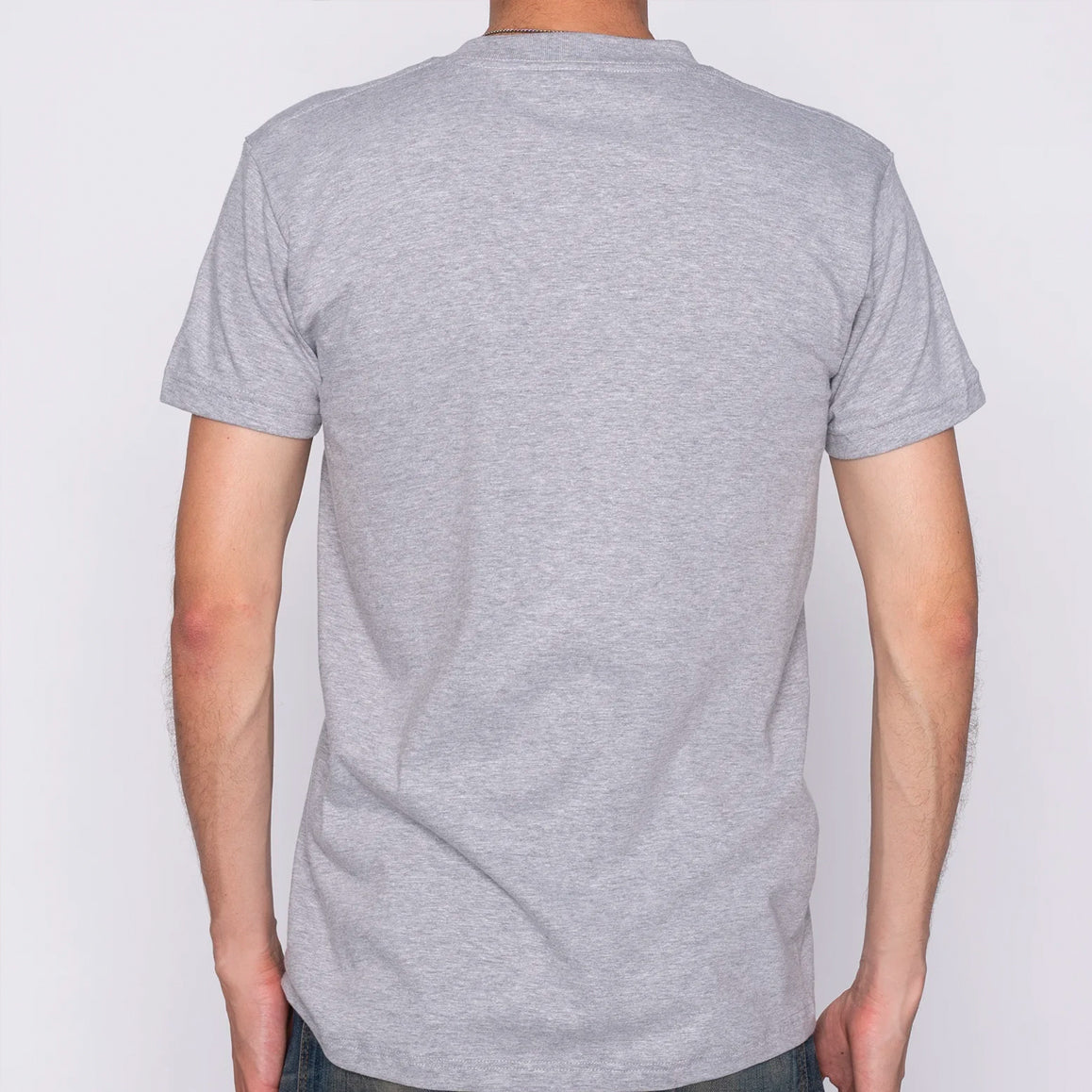 Pocket Tee - Heather Grey + Heavyweight Stripe Grey