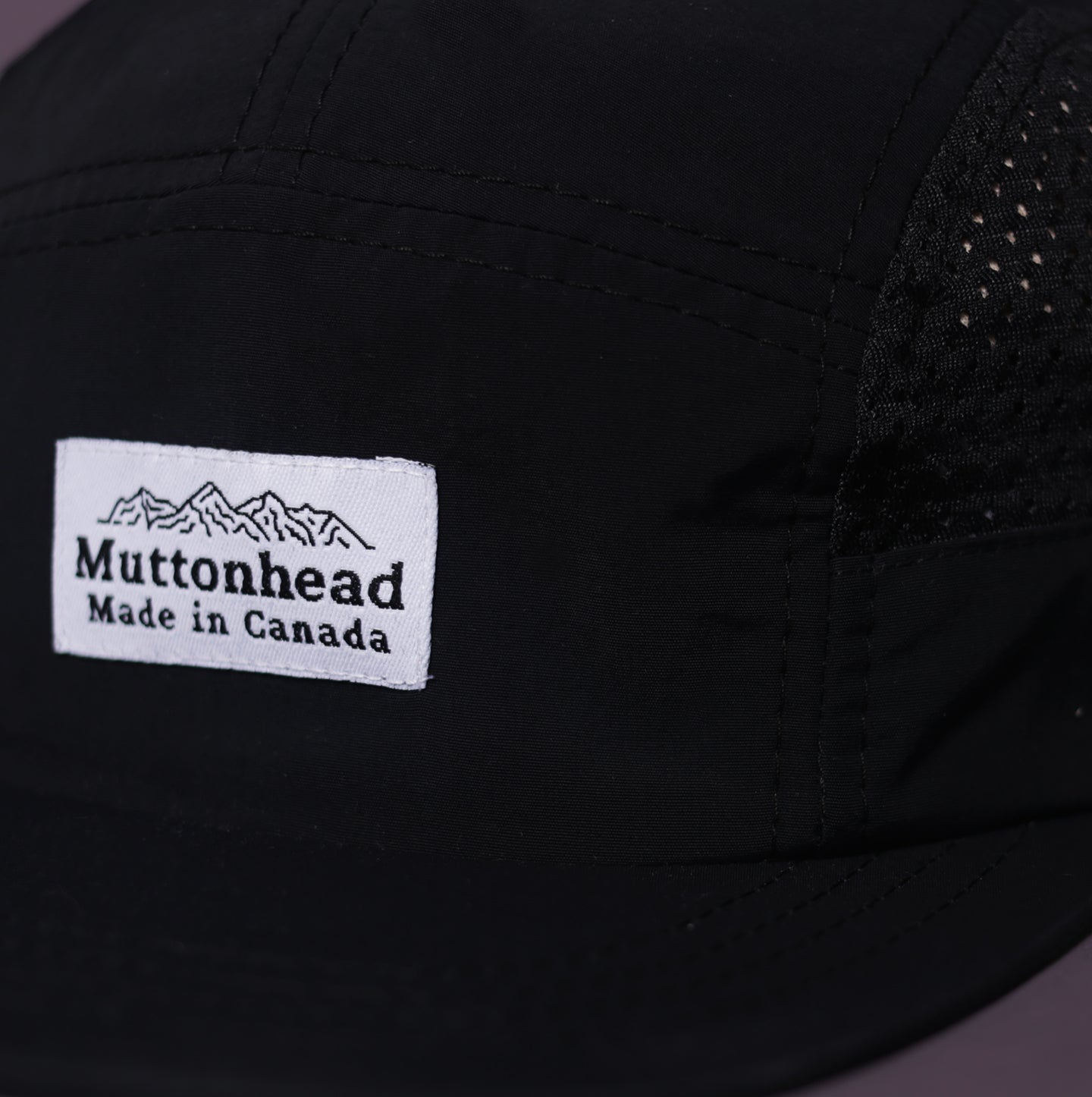 Mesh Camp Cap - White Mountain Label - Black Nylon/Mesh