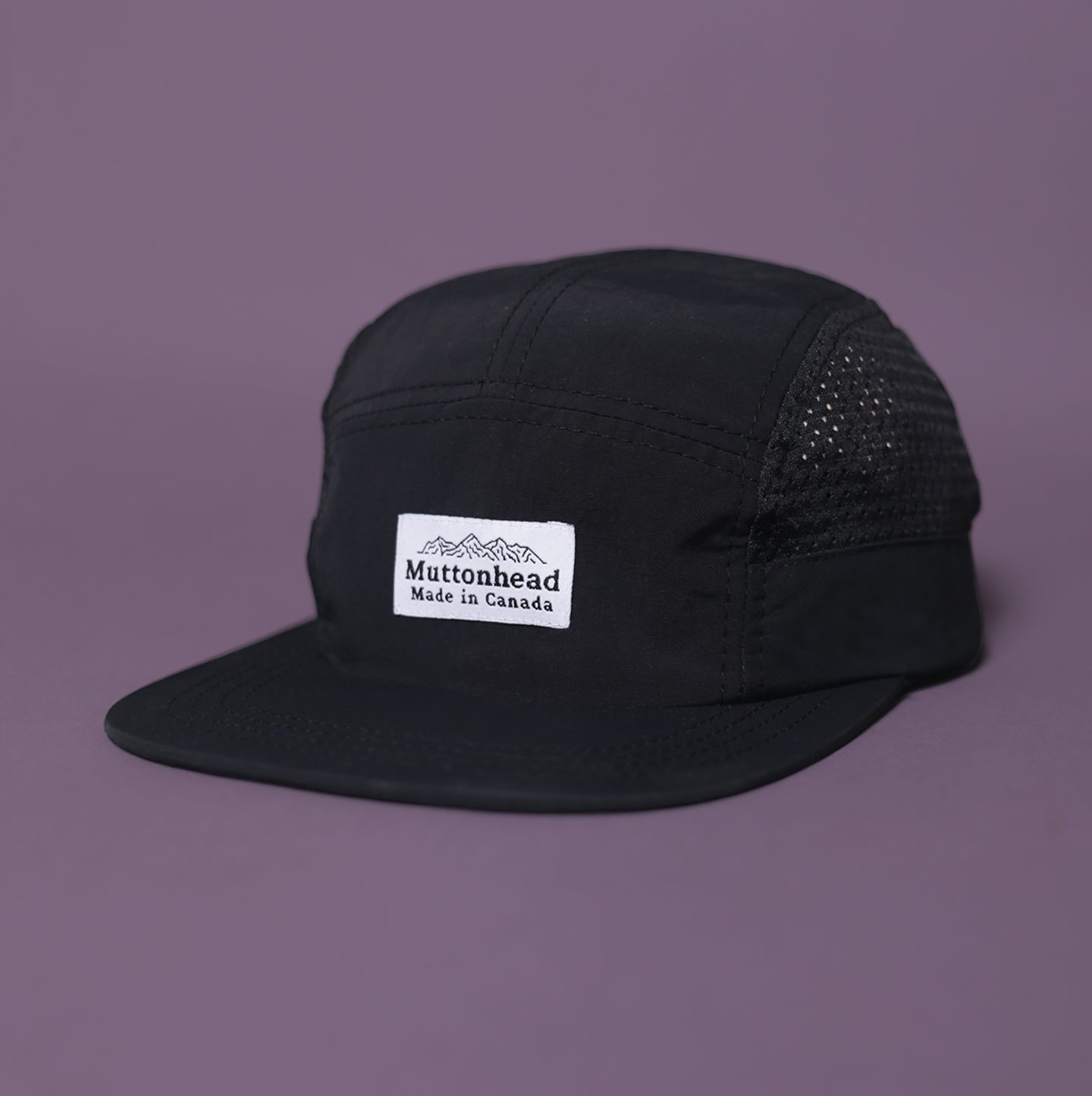 Mesh Camp Cap - White Mountain Label - Black Nylon/Mesh