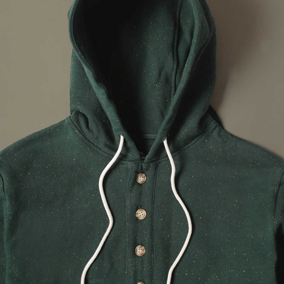 Camping Hoodie - Forest Green Rainbow Speckle